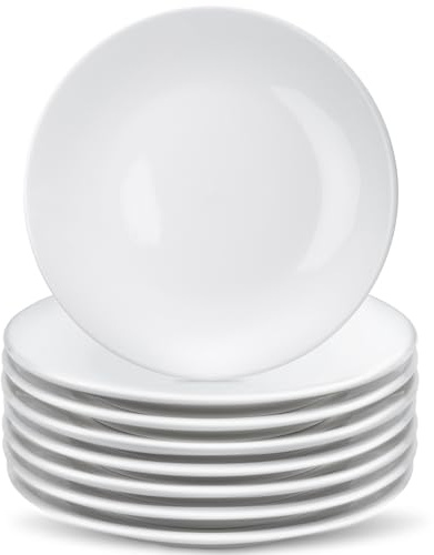 Preocea 8 Pcs Porcelain Dessert Plates, 15.3cm White Appetizer Plates | Round Small White Plate, Ceramic Dessert Plate for Cake Snacks, Microwave Oven and Dishwasher Safe
