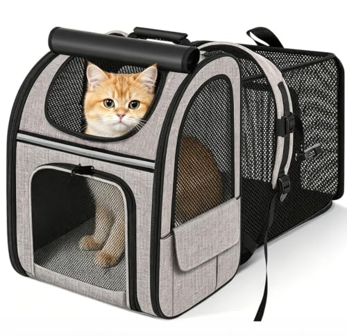 Katzenrucksack Erweiterbar,Hunderucksack für Hunde und Katzen bis 8 kg