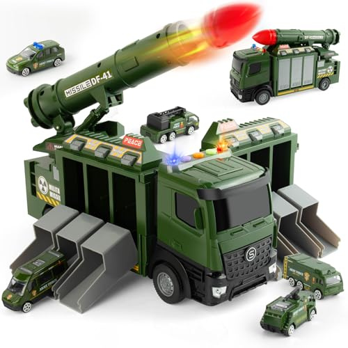 KADAYAYA militär leksaksbil med 6 gjutna militärfordon (1 missil)
