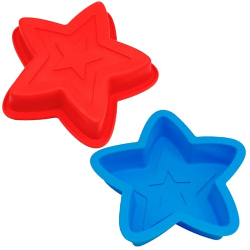 Molde de silicona estrella 15 cm para bizcocho y postres, antiadherente, desmolde fácil, horno microondas y congelador, set de 2 lavavajillas