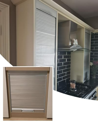 ZIMGOD Porta a Soffietto Anta Scorrevole a Tamburo per Credenza Buffet, Anta Personalizzabile per Armadio da Cucina, Anta Avvolgibile per Armadio a Muro per Comodino Contenitore(28x24 (71.1x61cm))