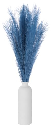 QUARKZMAN 12PCS Erba Pampas Finta Decorativa 24/61cm Fiori Secchi Blu | Per Decorazione Casa Matrimonio Vaso, Steli Di Erba Morbida Artificiale, Finti