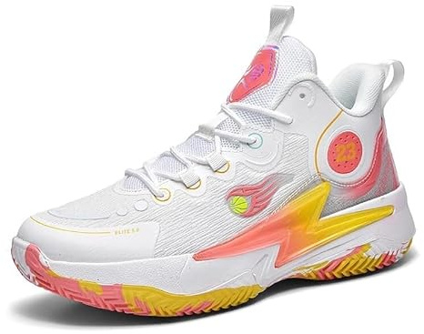 Unisex basketskor andas bekväma lätta moderiktiga sportiga halkfria träningsskor utomhus Skor för promenader(Orange,37 EU)