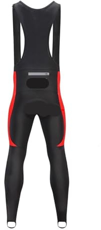 XIEHYA Salopette da Ciclismo in Pile Pantaloni da Ciclismo con Bretelle in Pile Termico Invernale, Imbottiti, Lunghi, Cerniera, for Mountain Bike(Red with Padded,XL)