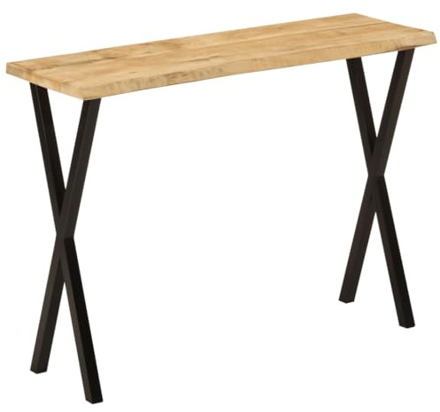 Frdhee Mesa de entrada, mesa de sofá estrecha, mesa auxiliar, mesa consola con borde de árbol, 105 x 33 x 76 cm, madera maciza de mango, mesa de sofá estrecha para entrada, vestíbulo, pasillo, estilo