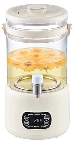 3L Electric Tea Maker, Health Pot with Strainer, Multi-Function Kettle for Brewing Tea, Wine, Soup, Fruit Enzyme Large capacity (Off-White)