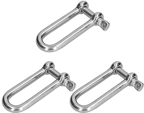 KANASI Grillete largo en forma de D, pasador de anclaje recto de acero inoxidable, conector de cable de cadena para aparejos industriales y aplicaciones marinas. (3pcsM12)