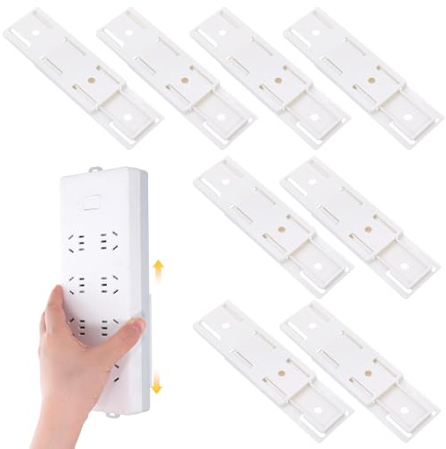 8 unidades de soportes para regleta de enchufes, regleta de pared, autoadhesiva, soporte de pared para enchufe, mando a distancia, router, cocina, hogar, oficina (blanco)