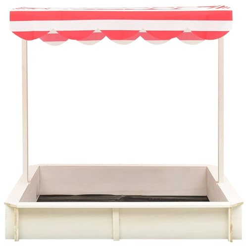 Cervaline Sabbiera con Tetto Regolabile Legno Abete Bianco e Rosso UV50,Giochi e Giocattoli,Attrezzatura Gioco per Esterni,Sabbiere,7.85kg - 316476