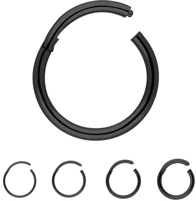 Treuheld® Titan Segment Clicker Piercing - Schwarz & Silber - 34 Größen - Segmentring Klicker