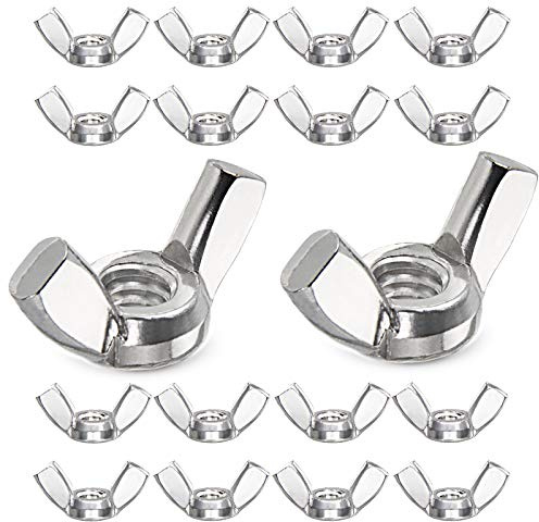 50PCS 1/4-20 Stainless Steel Wing Nuts, 304 Butterfly Thumb Nuts, Hand Twist Fasteners for Machine, DIY, Furniture, Automotive
