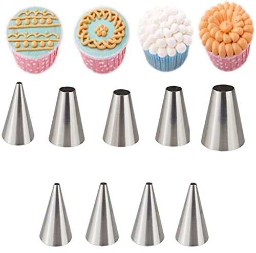 Chikanb 9 Pezzi Kit Ugelli per Tubazioni in Acciaio Inox, DIY Decorazione di Torte, Set di Utensili per Pasticceria Fatti a Mano per la Cucina Domestica, Professionali Focaccina di Ugelli, Argento