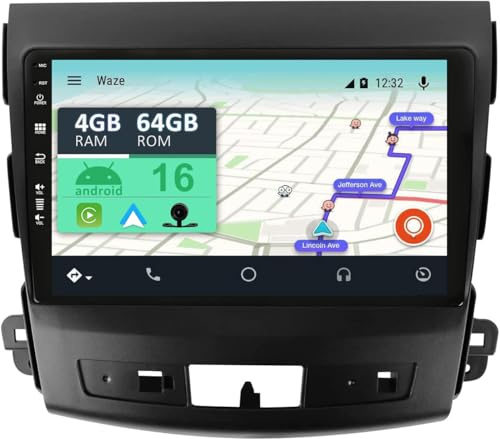YUNTX [2+64G] Android 15 2 Din Radio con navigazione per Mitsubishi Outlander/Peugeot 4007/Citroen C-Crosser: [Integrato CarPlay/Android Auto/DSP/GPS/Bluetooth 5.0]-IPS 2.5D 9” Touch screen