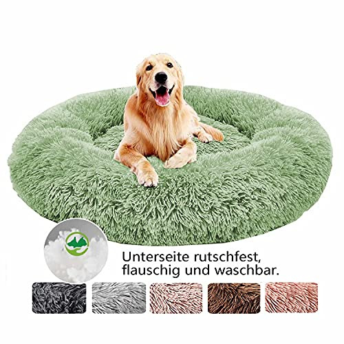 Hundebett Flauschig, Hundekissen Rund Haustierbett Donut Katzenbett Waschbar, kuschelbett Hund für Katzen Hunde (Ø 50-120cm / 7 Größen)