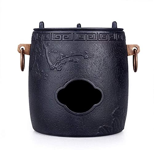 ksamwjf Calentador de Tetera de Hierro Fundido Estufa de Flor de Ciruelo Negro (con Mango de Anillo de Cobre) Estufa de carbón Estufa de Tetera de Hierro Fundido Asiento de Aislamiento