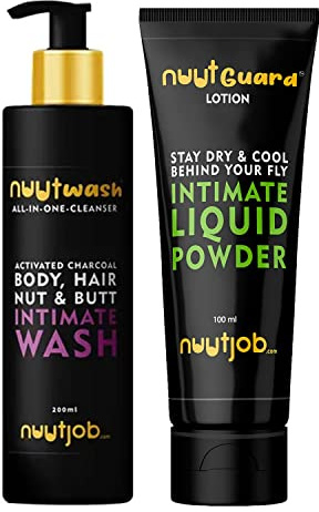Nuutjob Men Intimate Wash & Hygiene 300ml Combo pack | Intimate and Hygiene Wash+ Intimate Liquid Powder with Plant Extracts| Paraben Free | Prevents Wetness, Irritation, Itching and Bad Smell