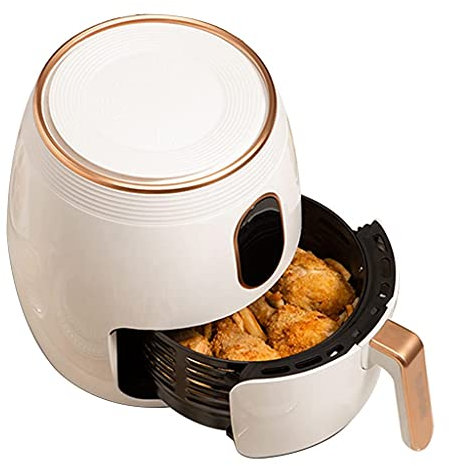 Friggitrici 3.7L Aria Di Grande Capacità Multifunzione Automatica Padella Elettrica Forno a Basso Contenuto Di Olio Aria Calda Aria Riscaldata a Circolazione, D-J, Beige, 33,8 * 28,5 * 31,5 cm