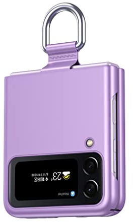 SEAHAI Funda para Samsung Galaxy Z Flip 4 5G (Z Flip4 5G), Ultradelgado Prima PC Mate Terminar Anti-rasguños Estuche, Sedoso Tocar Sentimiento Carcasa con Cinta y 360 Grados Anillo - Púrpura