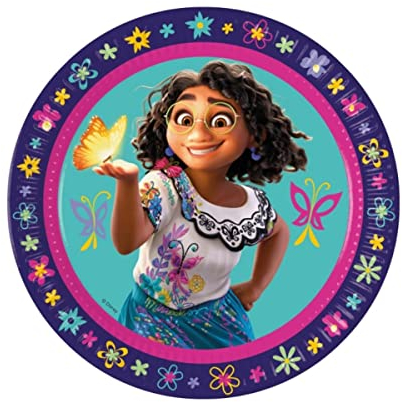Lote de 24 Platos Infantiles Decorativos de Cartón ENCANTO Ø 23 cm. Vajilla. Juguetes para Fiestas de Cumpleaños, Bodas, Bautizos y Comuniones. AB