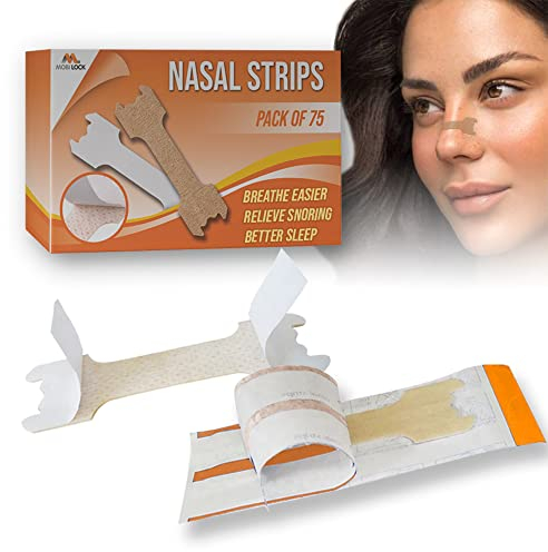75 Piezas Tiras Nasales Anti-Ronquidos (Tamaño Grande) - Alivia Congestión Nasal Por Resfriados & Alergias - Mejora El Flujo De Aire - Solución Contra Ronquidos Para Hombres Y Mujeres - de Mobi Lock