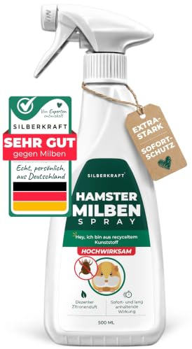 Silberkraft Milbenspray Hamster mit effektiver Sofortwirkung [500 ml] | Effektives Anti Milben Spray für Hamster und Kleinnager - Milbenbefall behandeln bei Hamstern Rennmäusen Degus