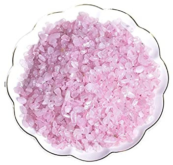 Erliway Natural Rose Quartz Tumbled Chips Crushed Crystal Stone, 7-9mm | Polished Healing Crystal Chips Healing Reiki Crystal Jewelry Making Home Decoration, Aquarium, Vase Fillers, Plants Décor