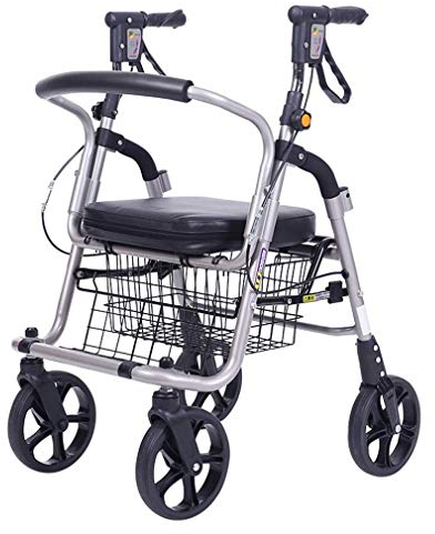 Walker, Drive Rollator Walker mit Sitz, medizinische Gehhilfen mit 4 Rädern, faltbar, strapazierfähiger Walker, leichter, hochwertiger Aluminiumlegierungsrahmen, für das Gehen von Senioren, Schwarz