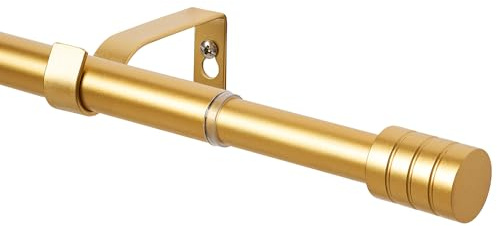 WL.Rocaille Goldene Gardinenstange mit abgestuftem Zylinder, verstellbarer Vorhangschiene von 30 bis 52 Zoll, ausziehbarer, einziehbarer Metallstange von 76 cm bis 132 cm, für Wohnzimmer, Küche