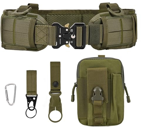 LUUFAN Taktisches Gürtel-Set für Herren, Militär, verstellbarer Nylon-Arbeitsgürtel mit robuster Schnellverschluss-Metallschnalle für Outdoor-Sportaktivitäten (Armeegrün)