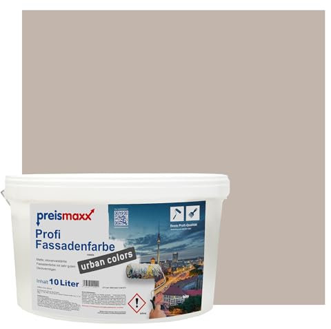 Preismaxx Profi Fassadenfarbe urban colors, bunte Außenfarbe, braun, cappuccino 10L, matte, wasserabweisende Aussen-Dispersion, hohe Wasserdampfdurchlässigkeit