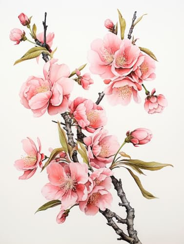 Taxpy Quadro su tela Ramo di fiori di pesco in fiore,40 * 60cm Quadri Moderni Stampa su tela con Pittura Quadri su tela Quadro decorativo per soggiorno salotto camera da letto cucina ufficio bar