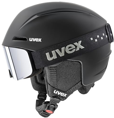 Uvex viti set - stylische Kombination aus dem leichten viti Skihelm und der verspiegelten pwdr FM Skibrille für Kinder - black matt - 51-55 cm