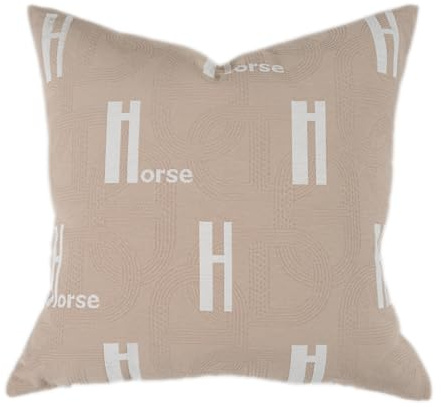 Croker Horse Housse de coussin de 50 x 50 cm, lettre H beige brodée de style moderne et tendance pour canapé, salon, chambre à coucher