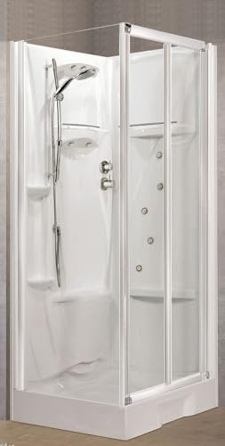 Novellini New Holiday SF Idromassaggio 100x80 cm Cabina Doccia Multifunzione Apertura 2 Ante Soffietto Pannelli Reversibili Miscelatore Termostatico Vetro Trasparente Profilo Bianco Doccetta H 206 cm
