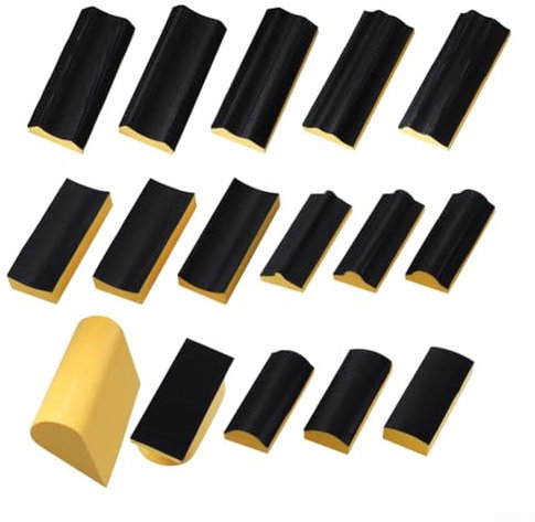 Set di 16 blocchi abrasivi a mano, disco abrasivo, disco flessibile per levigatura a mano, spugna abrasiva per carta vetrata con gancio e anello, strumenti abrasivi