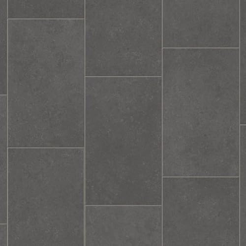 VINYL FLOORING UK Dark Grey Anti-Slip Tile Effect Vinyl Flooring For Living Room Kitchen 2.0mm Thick Cushion Backed Vinyl Sheet, Waterproof Lino Flooring-5m(16'4) X 3m(9'9)-15m²