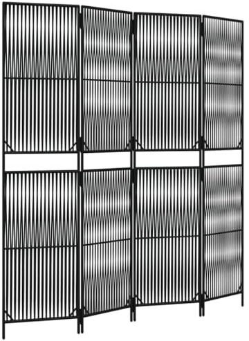 vidaXL Paravent 4-TLG. Schwarz Poly Rattan