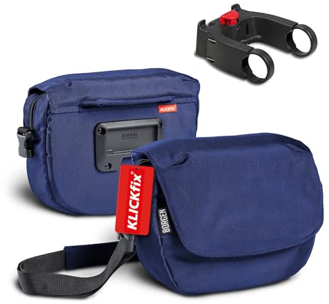 Bolsa de manillar para bicicleta Borgen KLICKfix - Bolsa de manillar repelente al agua y espaciosa de 5 L - Compatible con MTB, bicicleta de carretera y eléctrica