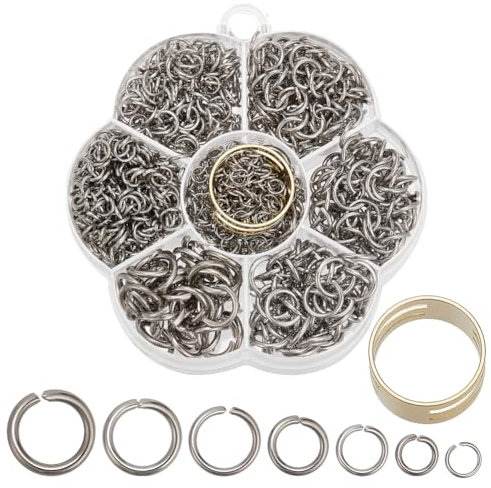 arricraft 1255 Stück Offene Biegeringe, 7 Größen, 304 Biegeringe Aus Edelstahl, O-Ring-Verbinder, Runde Schmuckverbinder, Kettenglieder Für Schlüsselanhänger, Armband, Schmuckanhänger