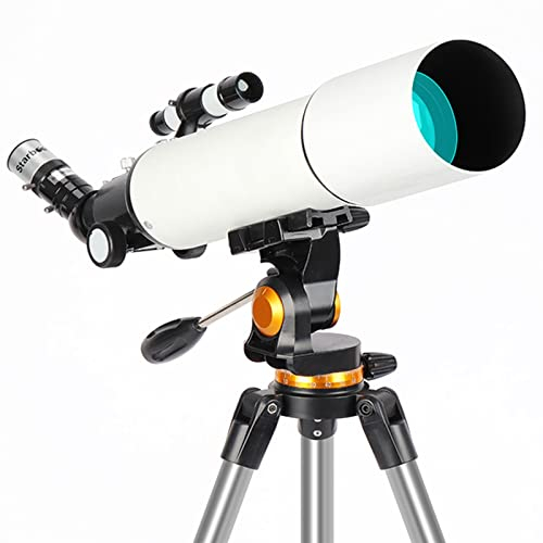 Teleskop für Kinder, Anfänger und Erwachsene, 80 mm Öffnung, 500 mm Astronomie-Teleskop mit verstellbarem Stativ, perfektes Teleskop-Geschenk für Kinder (weiß A)