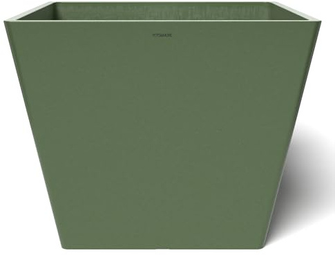 POTS&MORE Maceta Prismo 50 (50 cm, Forma Cuadrada, Color Verde Oliva, Altura 40,5 cm, Maceta de plástico, para Plantas de Interior) VP025004