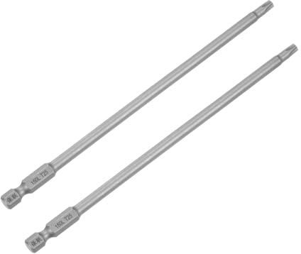 sourcing map 2 puntas de destornillador de seguridad Torx magnéticas de acero T25 S2 de 1/4 pulgadas de largo