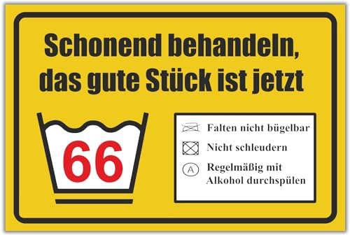 BerpaHome - Schonend behandeln - 30 x 20 cm 3mm Schild - Partydeko Geburtstagskarte Geschenkidee Geburtstagsdeko - Geschenk Geburtstagsgeschenk 66. Geburtstag 66 Jahre Männer & Frauen 66er