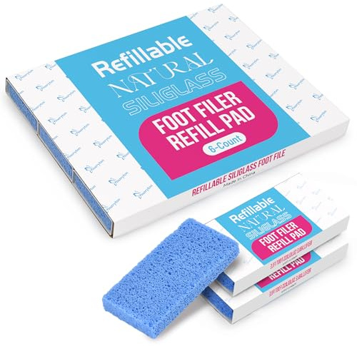 Maryton Natural Siliglass Foot Filer Refill Pad, 6-Count - Dead Hard Cracked Skin Calluses Remover, Foot Care Tool