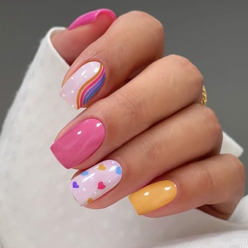 JMEOWIO Nagelfolie Buntes Herz Gel Nail Nagelfolien Selbstklebend Nagelsticker Uv Härtend Dekoration Nageldesign Zubehör