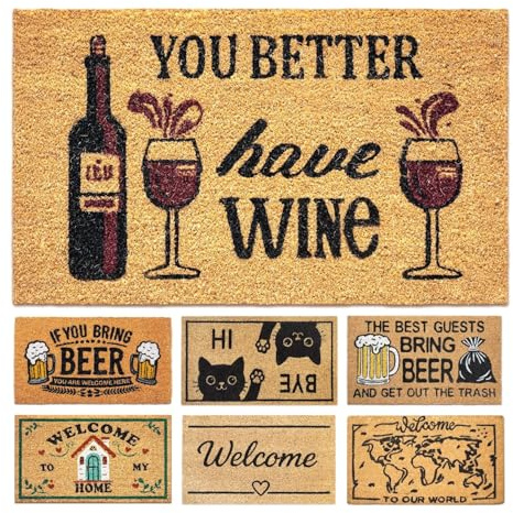 LUA VIKA Fußmatte Kokos Lustig - You Better Have Wine - 40x70 cm - Fussmatte Aussen und Innen - Fussmatten Haustür - Türmatte Außen - Fußmatten - Kokosmatte Fußmatte