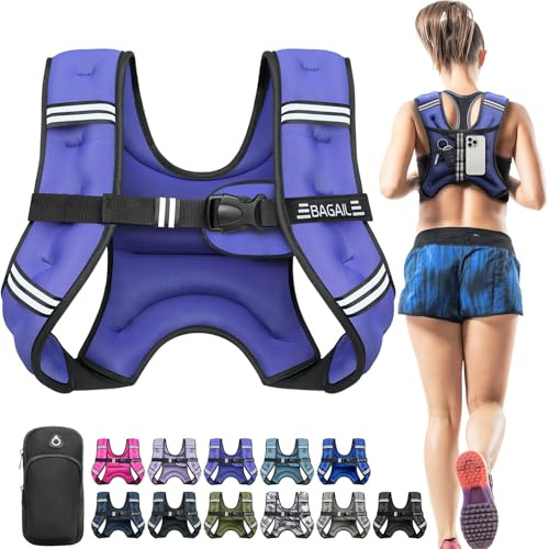 BAGAIL Gewichtsweste für Krafttraining, Brustgröße Verstellbar, Praktische Tasche, mit Eisensand Gefüllte Gewichtsweste, Ideal für Fitnessstudio-Workouts, Yoga-Training und Aerobic-Übungen