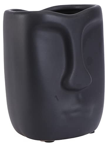Amosfun 1 Stück Keramik-blumenvase Mit Menschlichem Gesicht Dekorativer Topf Für Sukkulenten Und Getrocknete Blumen Schwarz Für Zuhause Und Büro