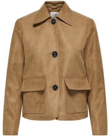 JDY Jdynanna Faux Suede Jacket Nanna Otw HAB-Giacca in Pelle Scamosciata Sintetica, Cocco tostato, x_s Donna