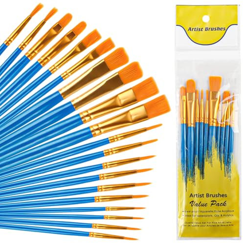 10pcs Pinceles para Pintura,Pinceles Pintura Acrilica, Pinceles Acuarela Profesional, ，Pinceles de Nylon para Acuarela，para Aceites,Gouaches，Principiantes, Profesionales y Amantes de la Pintura